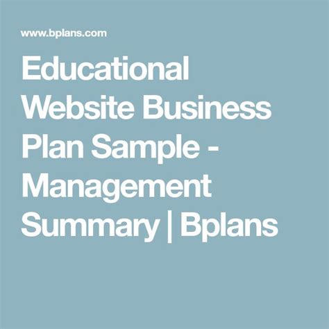 Educational Website Business Plan
